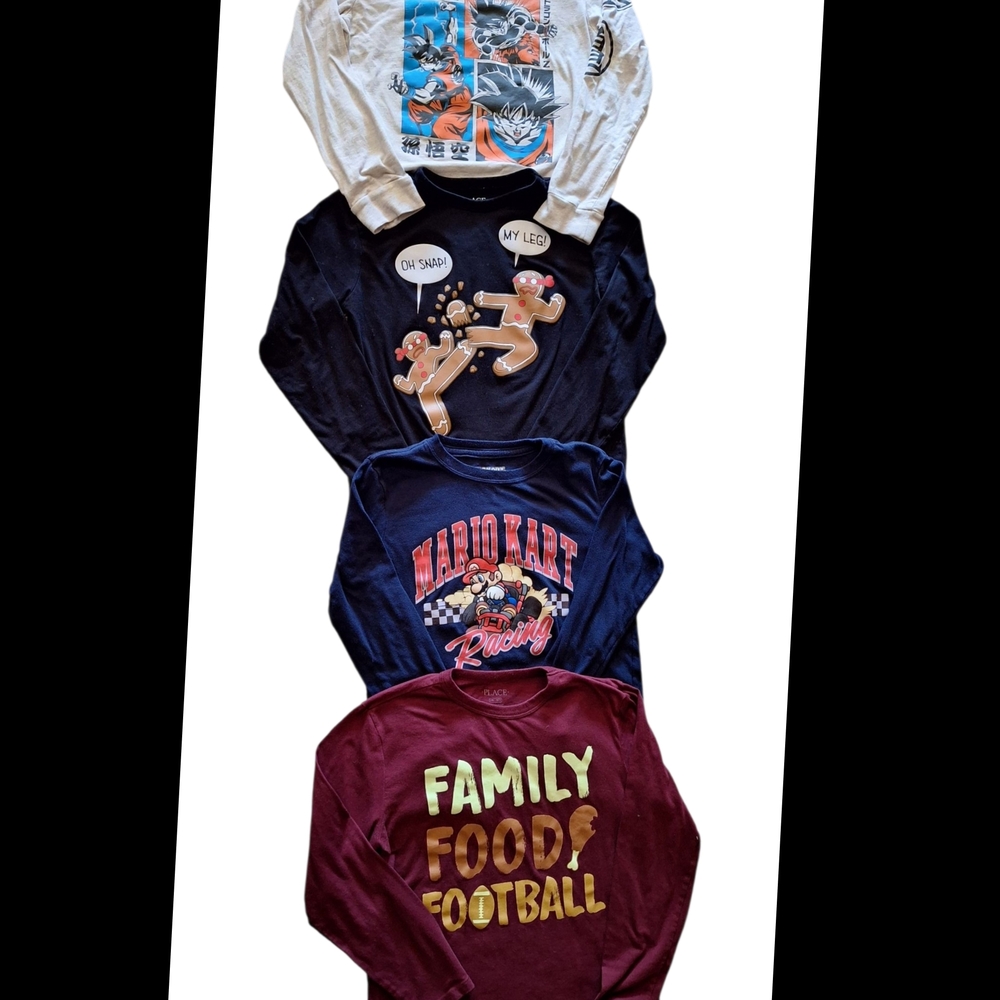 Place Kids Long Sleeve Tees - White, Navy, Burgundy